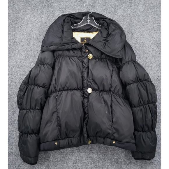 Baby Phat by Kimora Lee Simmons Jacket Women's Large Black Y2k Hooded Puffer VTG - Picture 1 of 16